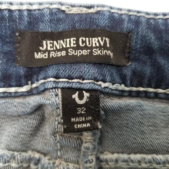 True Religion Jennie Curvy Mid Rise Skinny Jeans Size 32 x28 Flap Pockets - Picture 6 of 9